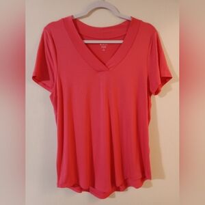 Market & Spruce Women's V-Neck Short Sleeve Top - Pink